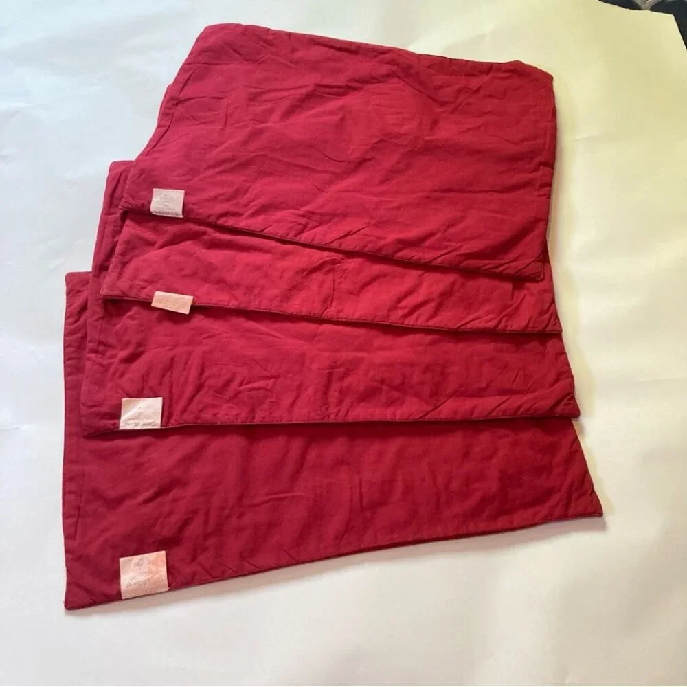 CRATE & BARREL Adagio Velvet Placemats Burgundy with Copper Trim Set of 4